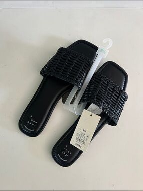 NWT a new day Black Braided Slide Sandals | a new day Asha Sandal | Black Sandal